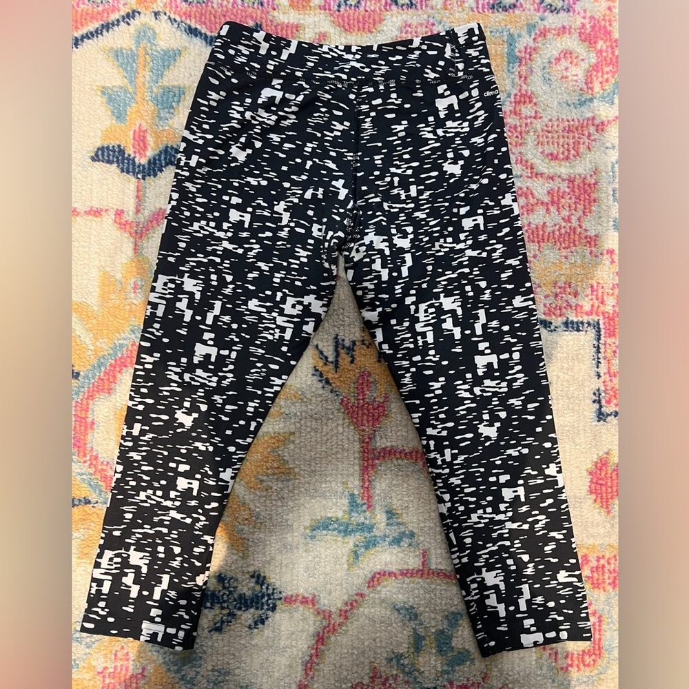 Adidas Black White Climalite Cropped Leggings